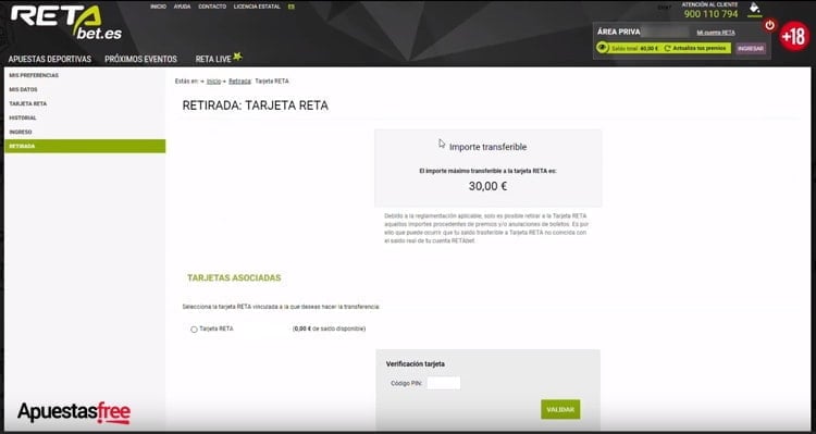 retirar dinero tarjeta retabet
