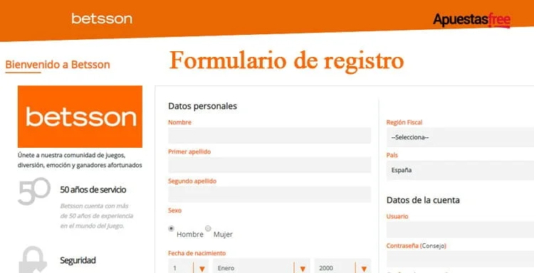 registrarse en betsson
