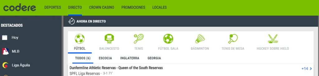 Tipos de apuestas Codere