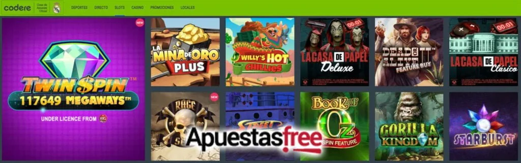 mejores slots de codere casino