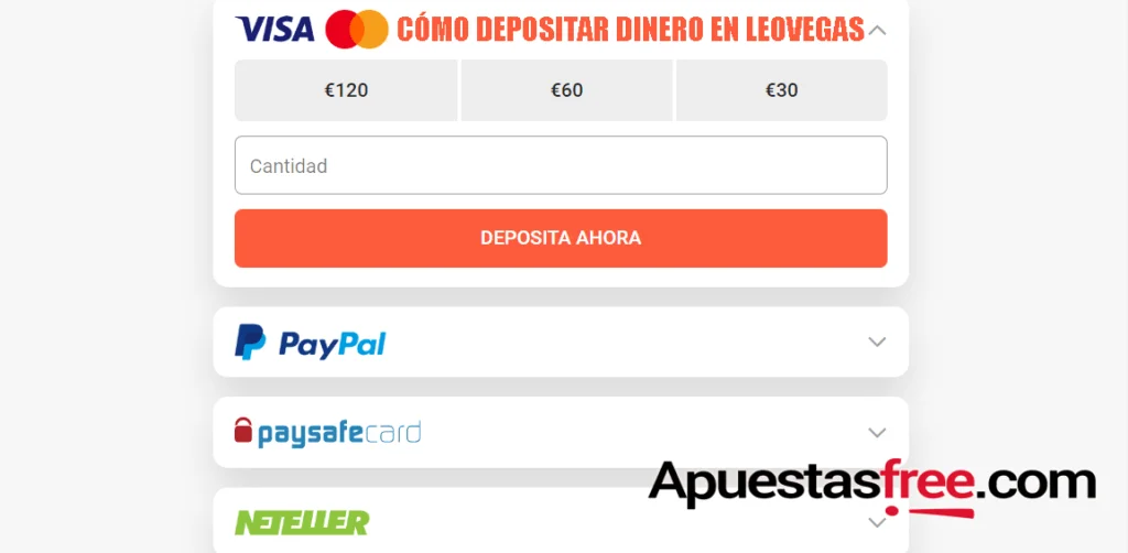 ingresar y retirar dinero leovegas