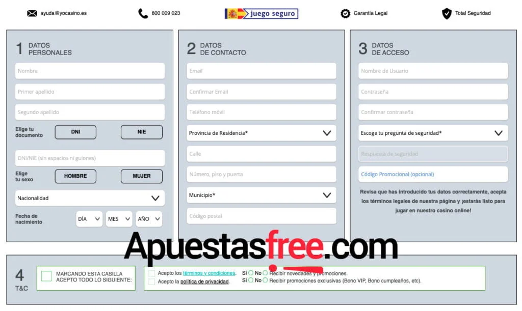 código promocional yocasino