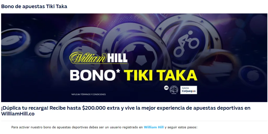 bono para apostar william hill