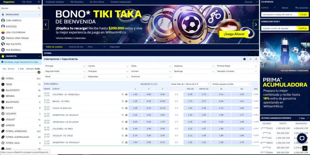 bono apuestas deportivas william hill colombia