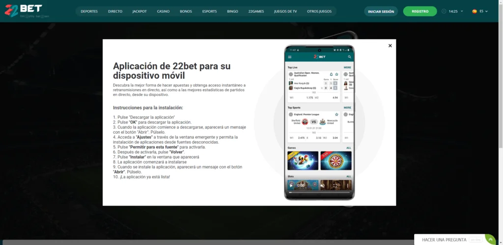 22bet app descargar