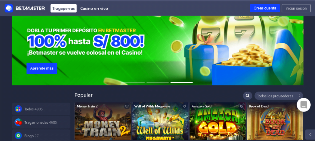 betmaster bono de casino perú