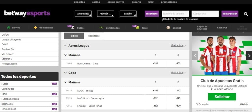 betway esports apuesta gratis