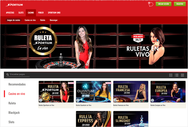 sportium bono casino live