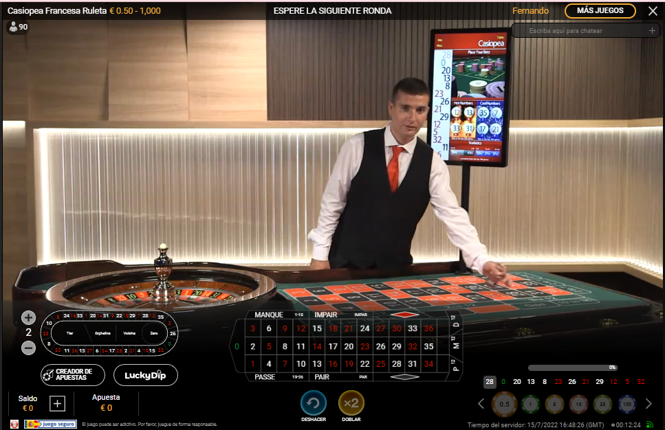 ruleta  francesa en vivo de Retabet