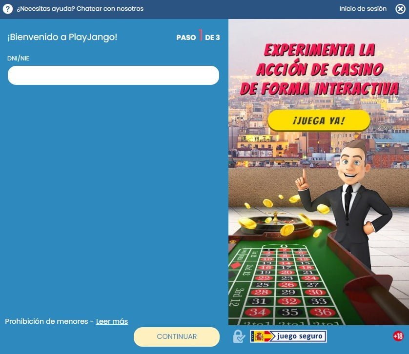 registro casino playjango