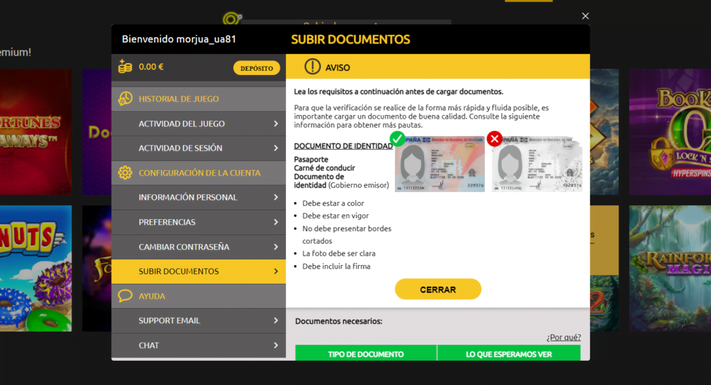 verificar cuenta megacasino