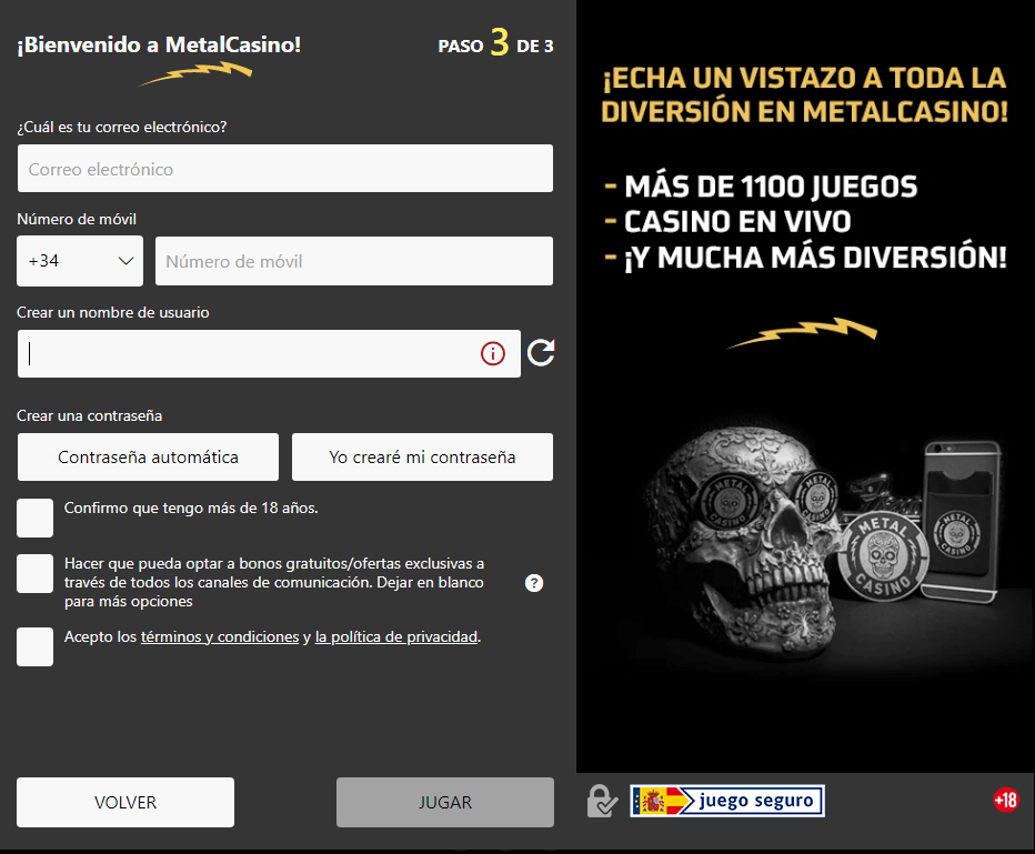 registro metal casino