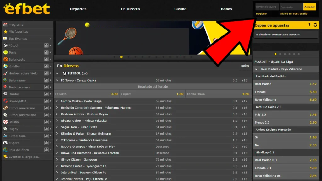 registro efbet