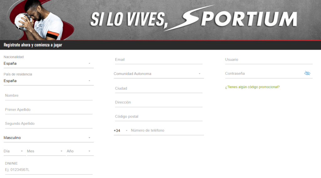 registrarse sportium apuestas