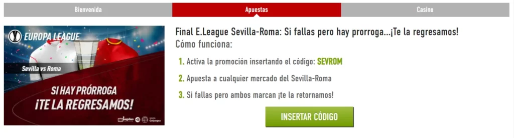 sportium oferta sevilla roma