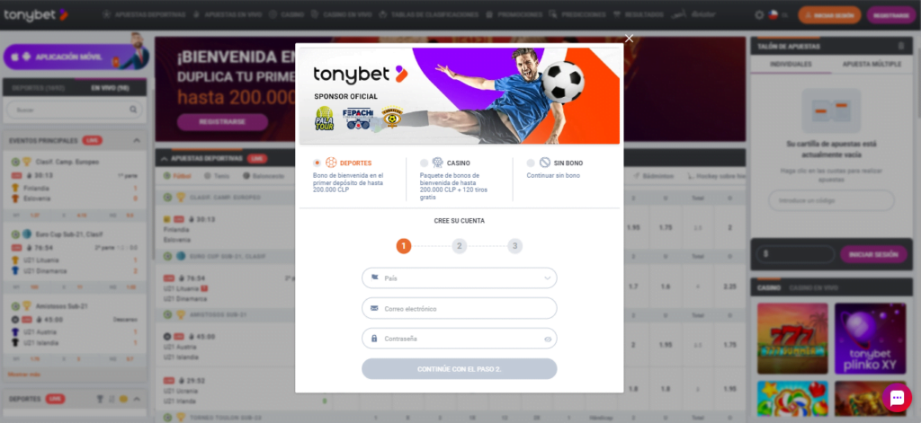 tonybet como registrarse