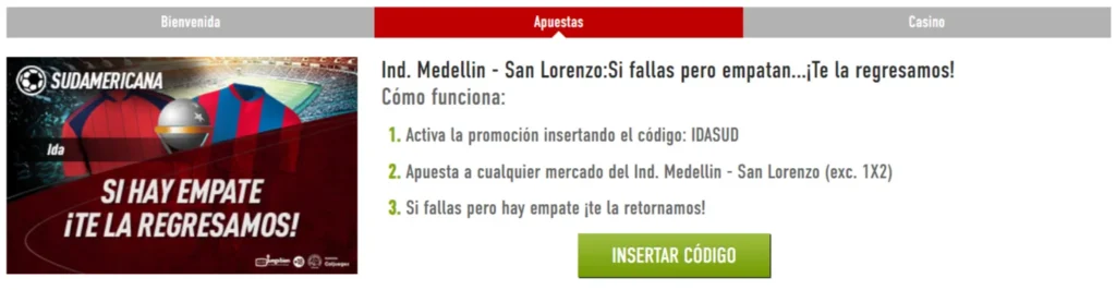 sportium oferta medellín vs san lorenzo