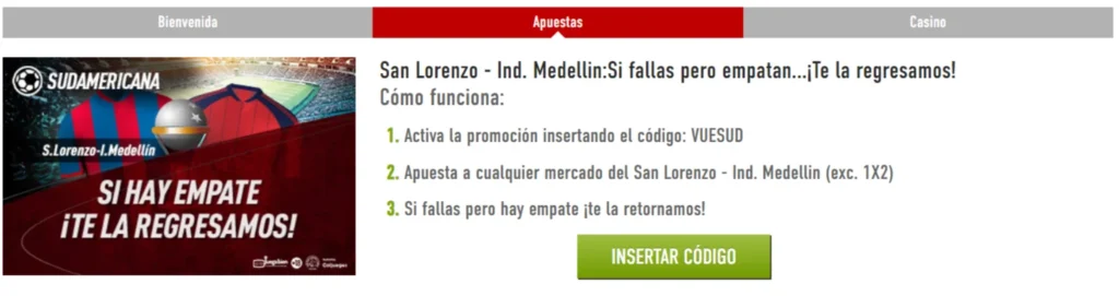 sportium oferta san lorenzo medellín