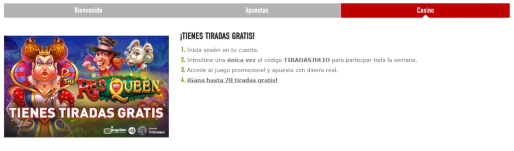 sportium tienes tiradas gratis