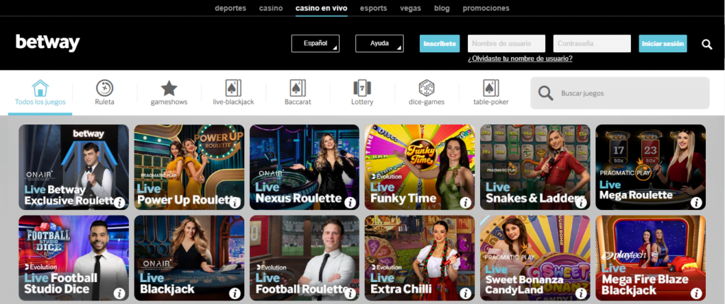 betway bono casino en directo