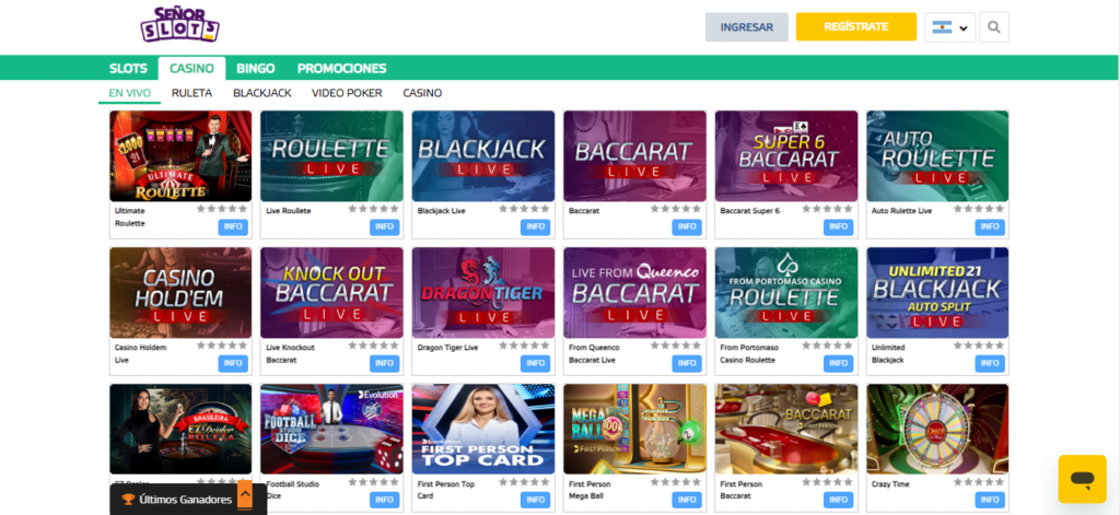 srslots bono live casino