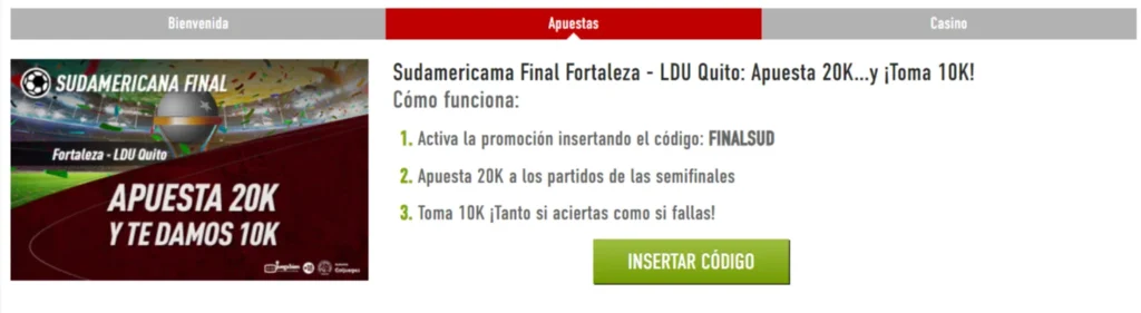 sportium oferta final sudamericana