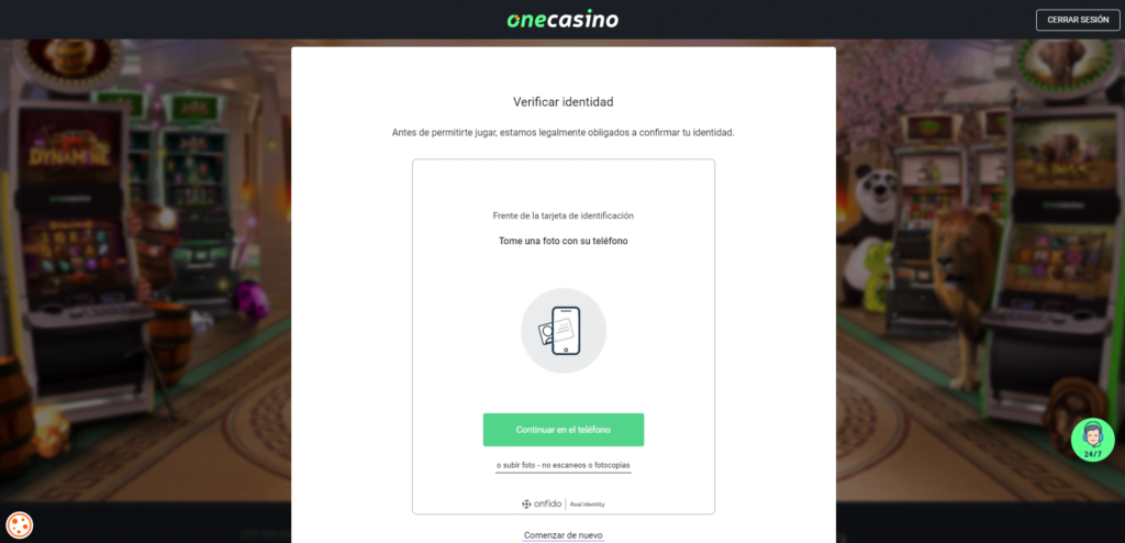 verificar identidad en onecasino