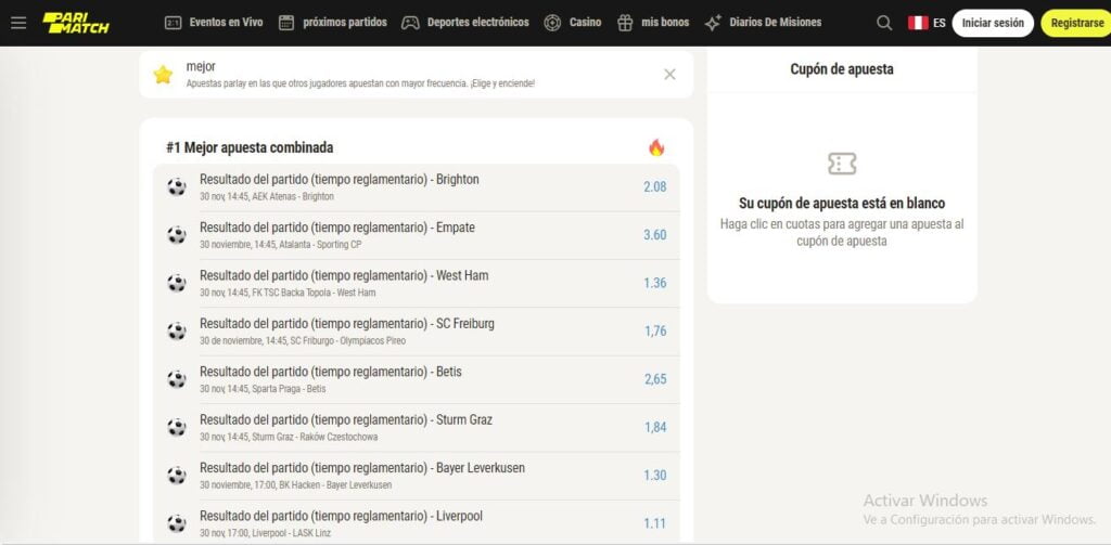 parimatch bono deportes