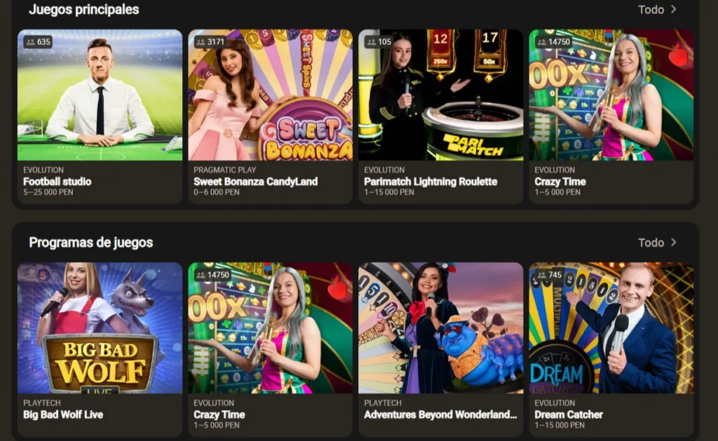 parimatch bono live casino