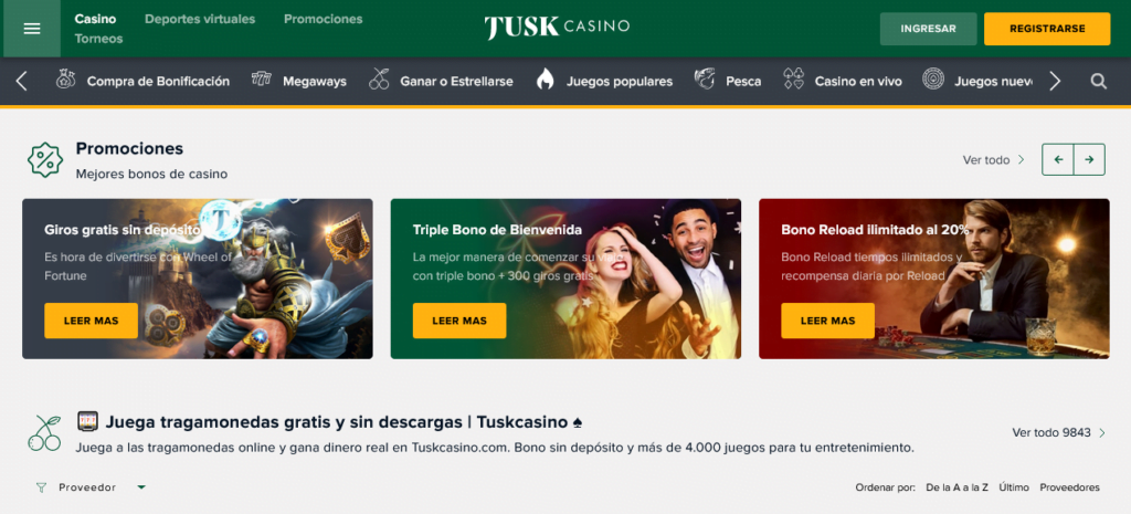 tuskcasino bono gratis