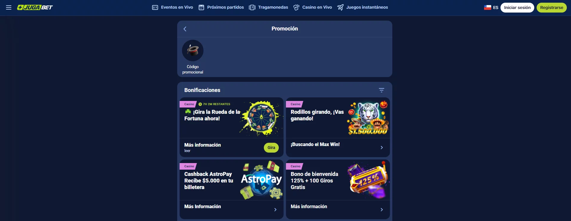  JUGABET sin depósito