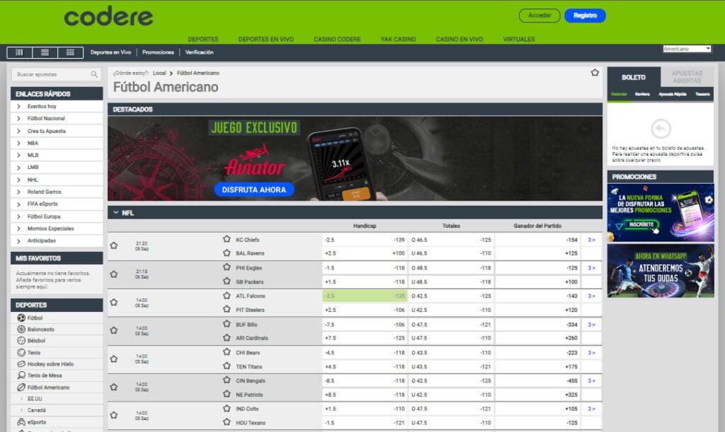codere apuestas NFL 