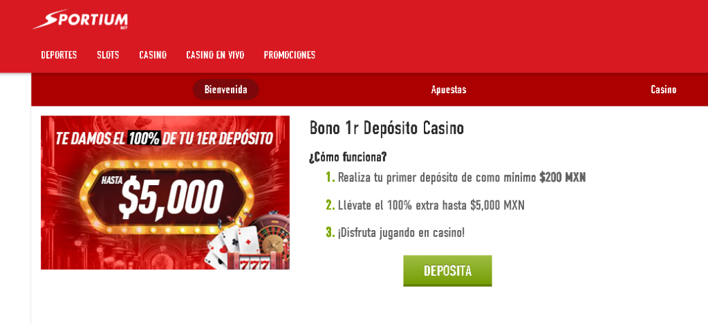 sportiumbet bono primer depósito