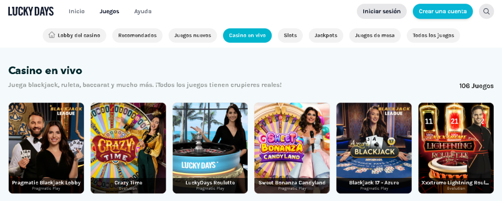 luckydays casino en vivo