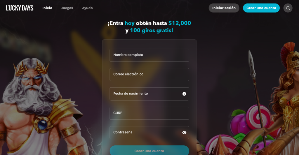 luckydays crear cuenta