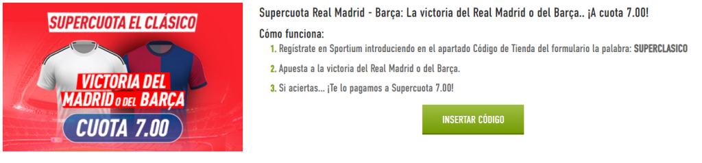 sportium supercuota el clásico