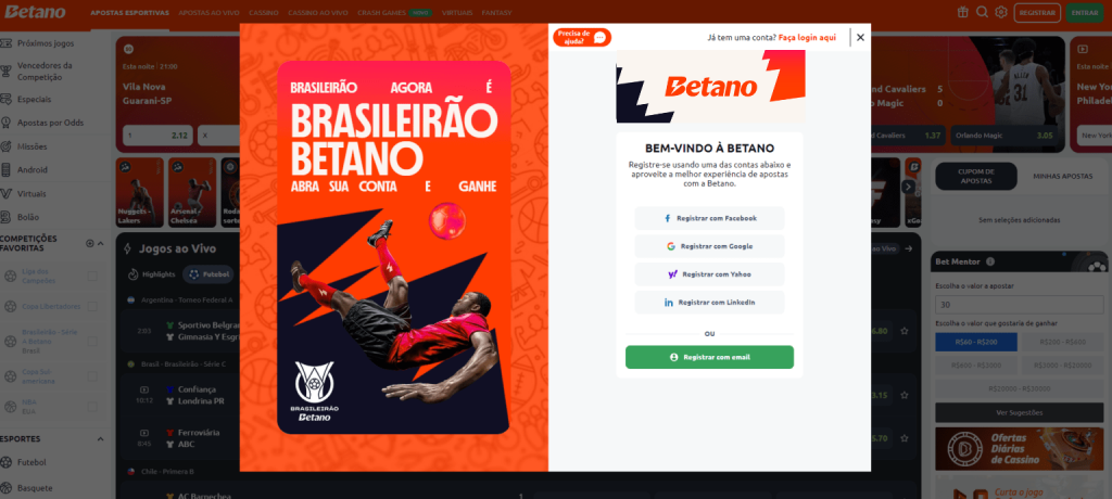 betano como se registrar