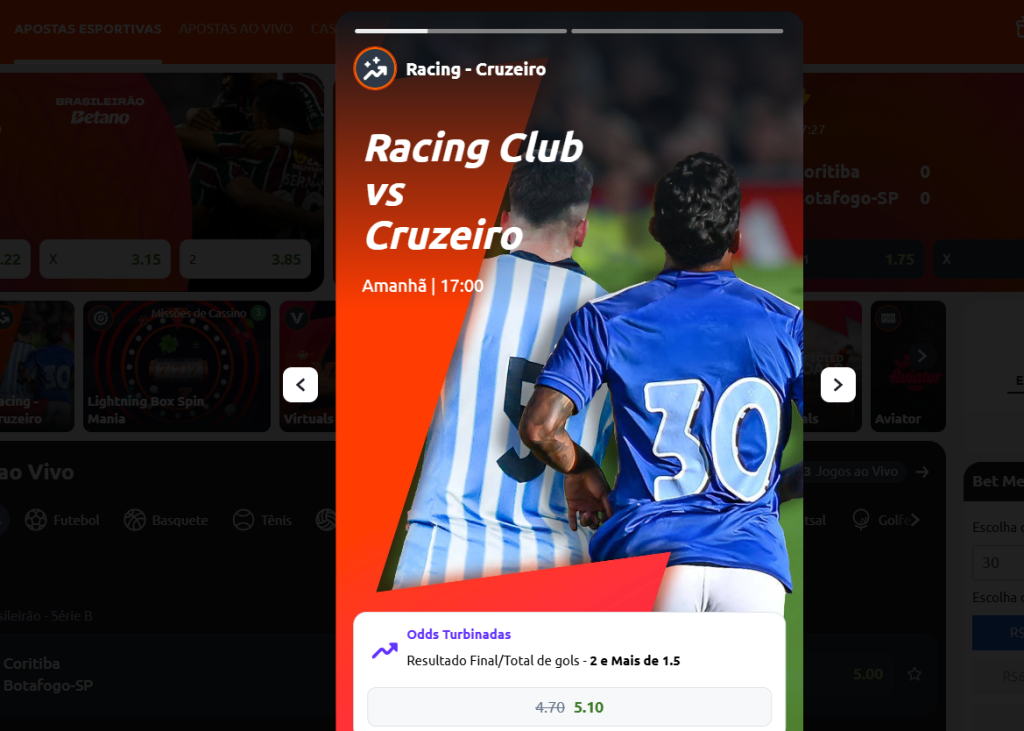 betano odds turbinadas racing cruzeiro