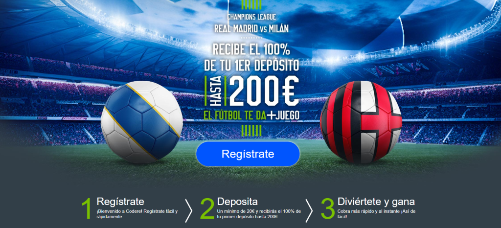 codere bono de bienvenida real madrid vs milan