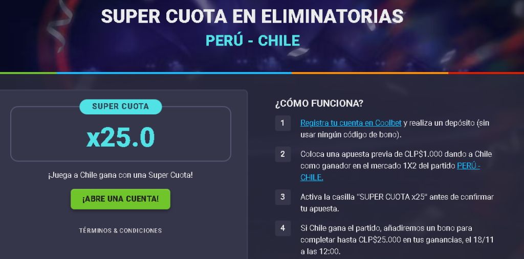 coolbet supercuota perú chile