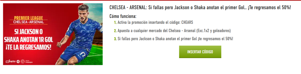 sportium promoción chelsea arsenal