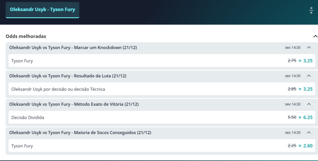 novibet odds melhoradas usyk fury