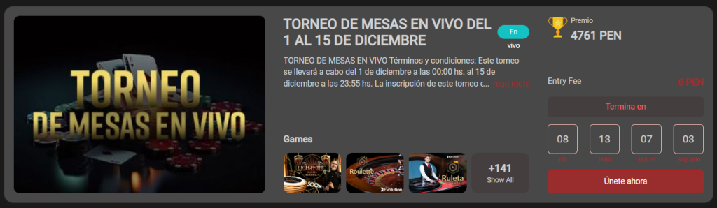 solbet torneo mesas live