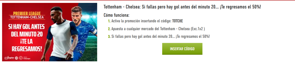 sportium promoción tottenham chelsea