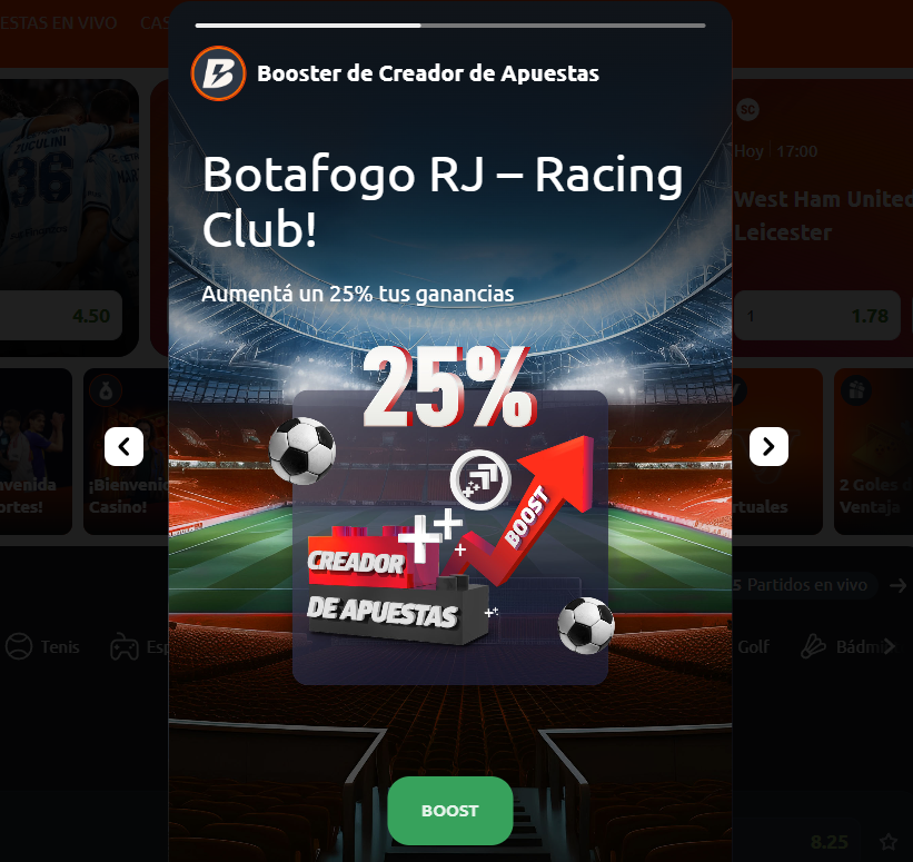 betano boost recopa racing