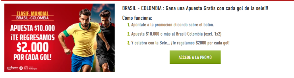 sportium promoción brasil colombia