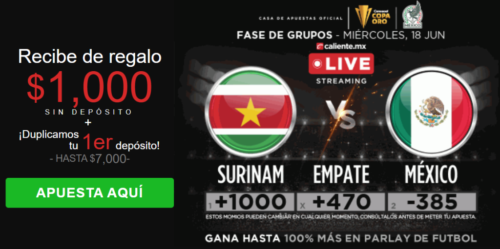 caliente surinam vs méxico