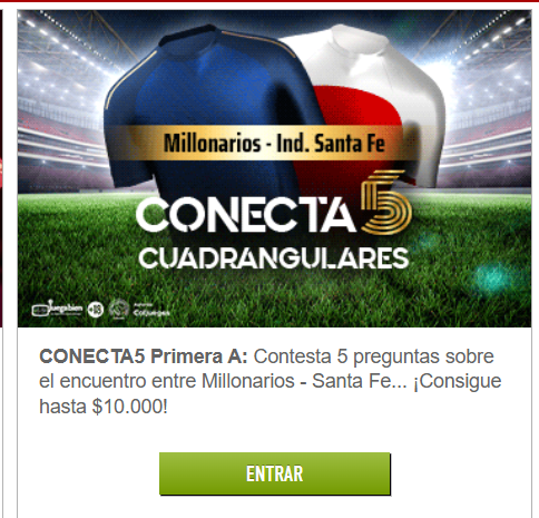 sportium conecta 5 millonarios santa fe