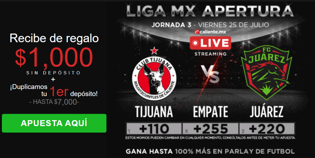 caliente tijuana vs juárez