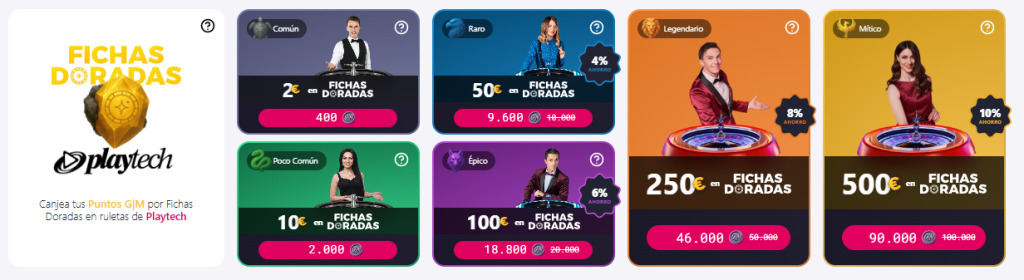 fichas doradas gm plus